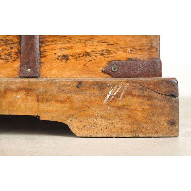 Mid 20th Century Reclaimed Wooden Dual Opening Square Storage Trunk For Sale - Image 10 of 11