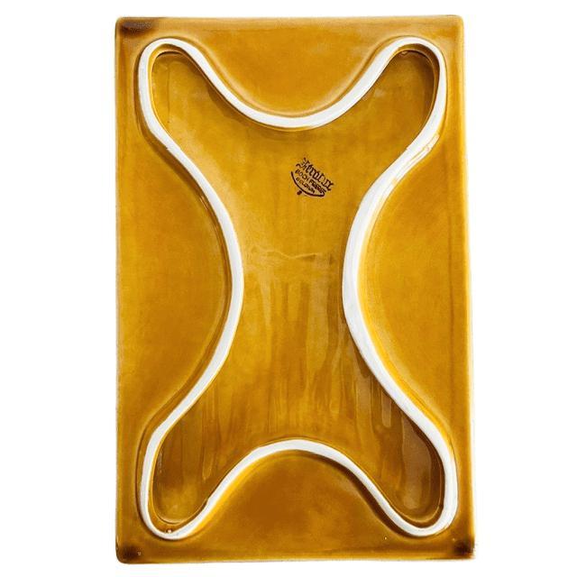 Wood Vintage Ceramic Cheese Board from Boch Frères, 1950s For Sale - Image 7 of 10