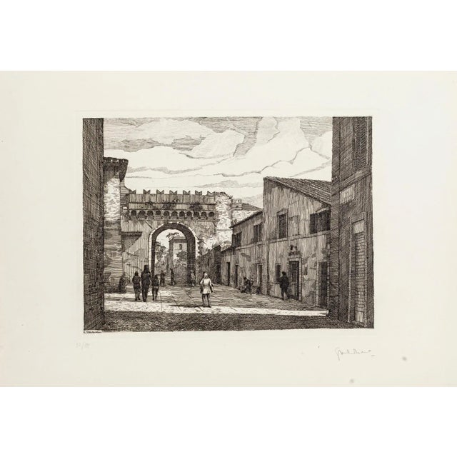 Rome - Porta Settimiana is an original etching artwork realized by the Italian artist Giuseppe Malandrino. Hand-signed by...