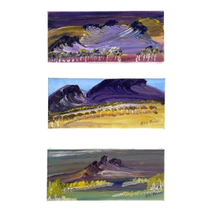 Billy Benn Perrurle Australian Aboriginal Landscape Paintings, Set of 3
