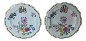 18th Century Chinese Export Famille Rose Armorial Plates - A Pair