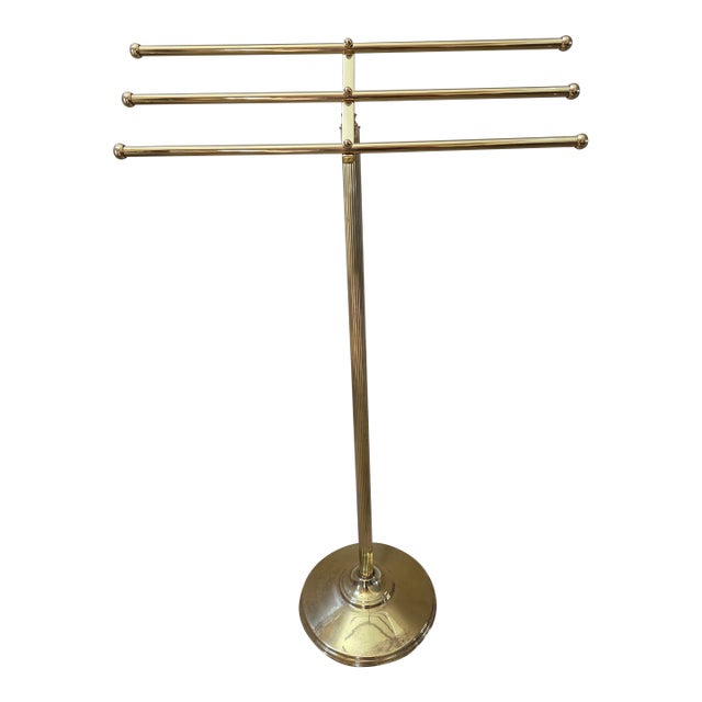 Traditional Brass Towel Rack Stand For Sale