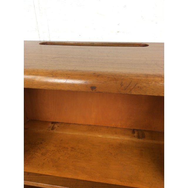 Art Deco Vintage Two Shelf Bookcase With Rounded Front Edge and Wire Slot For Sale - Image 3 of 12