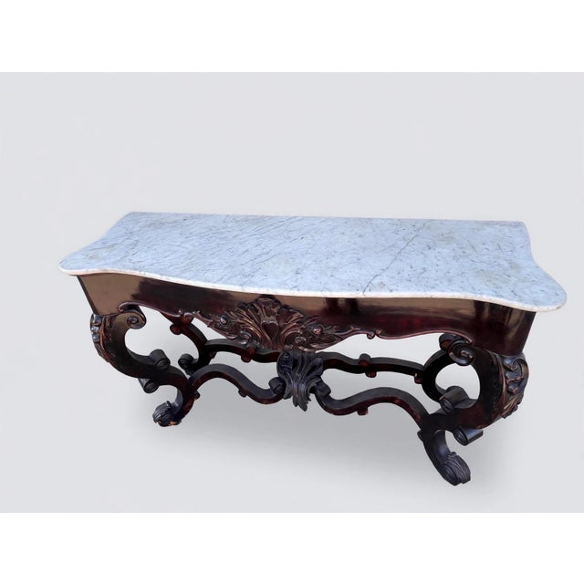 19th Century 20th Century Louis Philippe Console Tables with White Marble Tops, 1890s, Set of 2 For Sale - Image 5 of 12