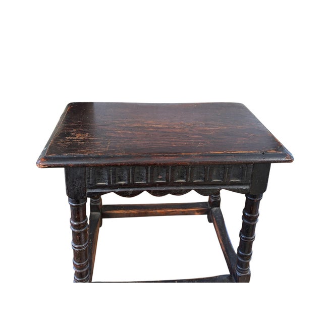 Antique 19th Century English Oak Joint Stool 19" H For Sale In New York - Image 6 of 9