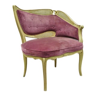 Vintage French Hollywood Regency Art Deco Style Lavender Distress Painted Chair For Sale