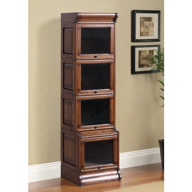 Mission Narrow Barrister Bookcase - Beveled Glass - Micheals Cherry For Sale - Image 16 of 17