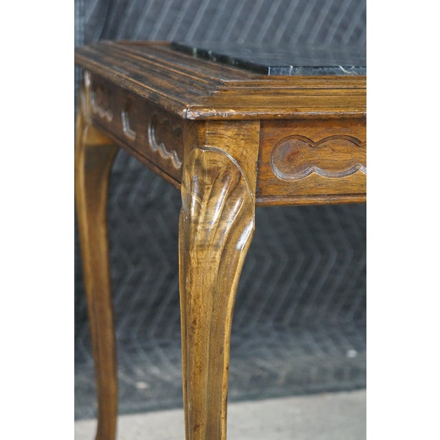 Wood Antique Belle Epoque French Louis XV Style Walnut Marble Side Table Plant Stand For Sale - Image 7 of 18