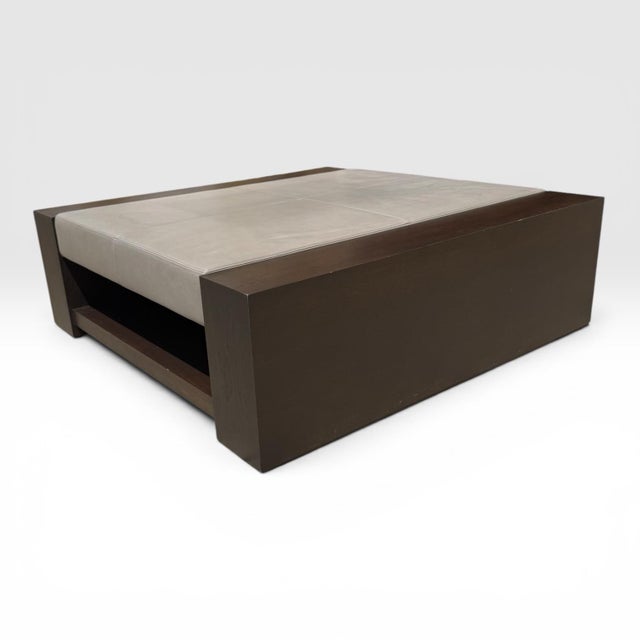 Contemporary Holly Hunt Large Bahia Leather Coffee Table For Sale - Image 3 of 7