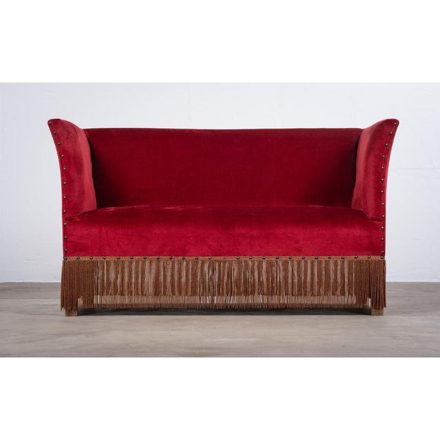 1950s Danish Red Velvet Sofa and Lounge Chair Set, 1950s For Sale - Image 5 of 15