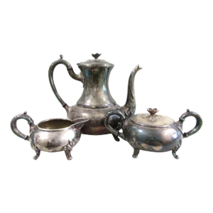 Antique Sheffield Epns Model 57 Open Blossom Coffee Service- 3 Pieces