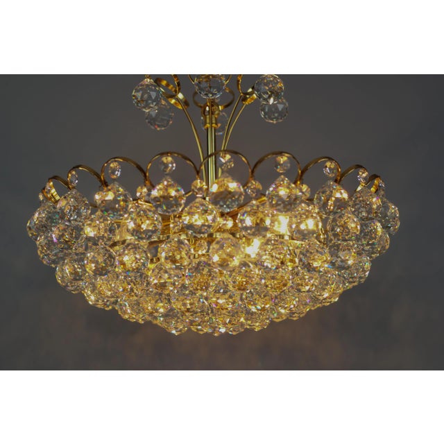 Seven Light Crystal Glass and Gilt Brass Chandelier, Germany, 1970s For Sale - Image 15 of 18