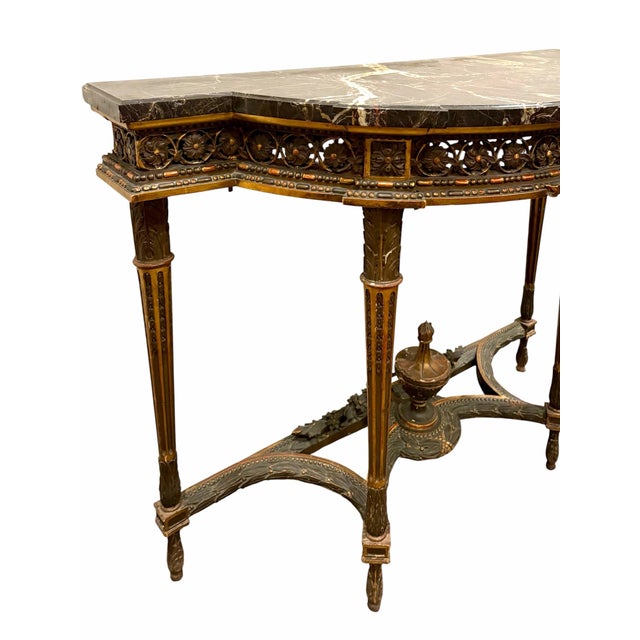 Late 18th Century 18th Century French Louis XVI Carved Wood and Marble Demi-Lune Console Table For Sale - Image 5 of 9