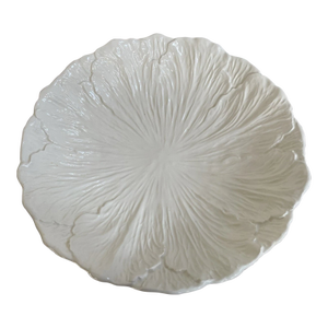 Vintage Mid-Century Modern White California Pottery Usa Majolica Cabbage Leaf Large Serving Bowl