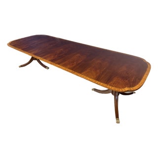 Traditional Scallop Cornered Mahogany Double Pedestal Dining Table by Leighton Hall - Showroom Sample For Sale