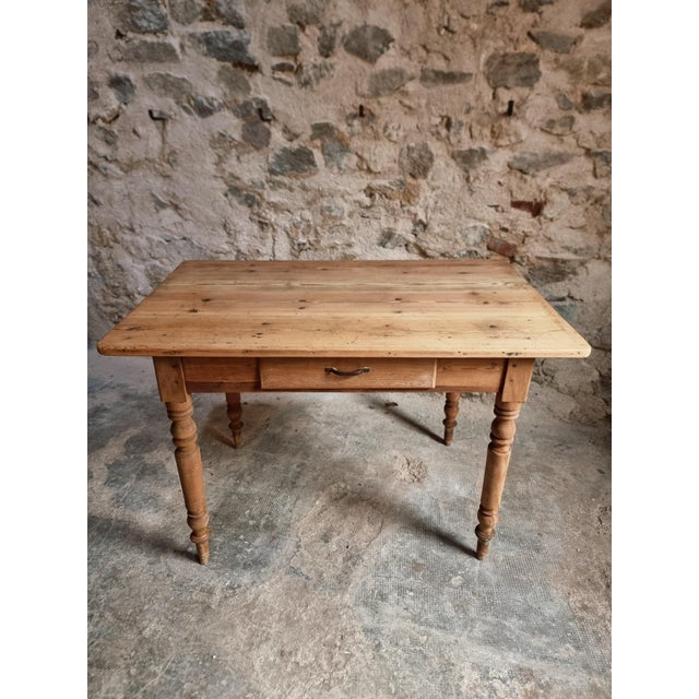 Antique French Pine and Beech Country Dining Table or Desk with Drawer, 1920s-1930s For Sale - Image 12 of 18