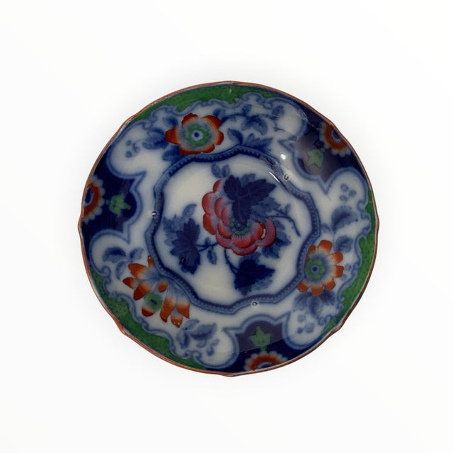 F. & R. Pratt & Co. Antique F. & R. Pratt & Co. Imari Tea Cups & Saucers Set of 4 Pattern No. 60 England C. 1840s–1850s For Sale - Image 4 of 5