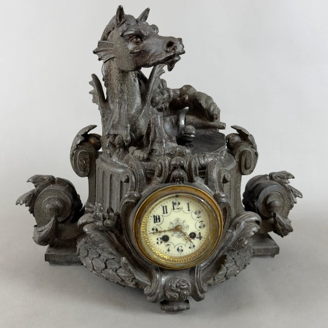 Antique Late 19th Century Fireplace Clock For Sale - Image 6 of 13