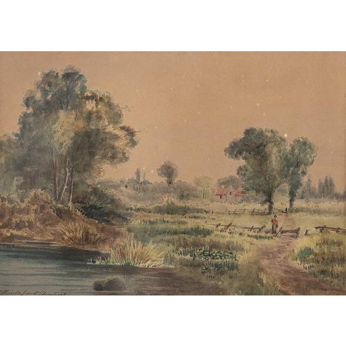 19th/20th century Europe. Watercolour on paper. Signed. Damp stains. Dimensions: 25 x 34 cm.