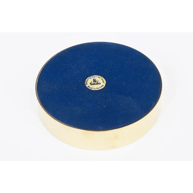 Vintage Round Stone and Brass Norwegian Two Part Box, 1970's For Sale - Image 10 of 10