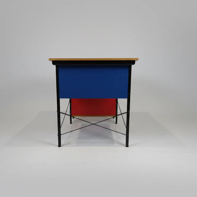 Mid 20th Century Mid 20th Century Eames Edu Desk by Herman Miller With Drawer and Multicolor Panels For Sale - Image 5 of 7