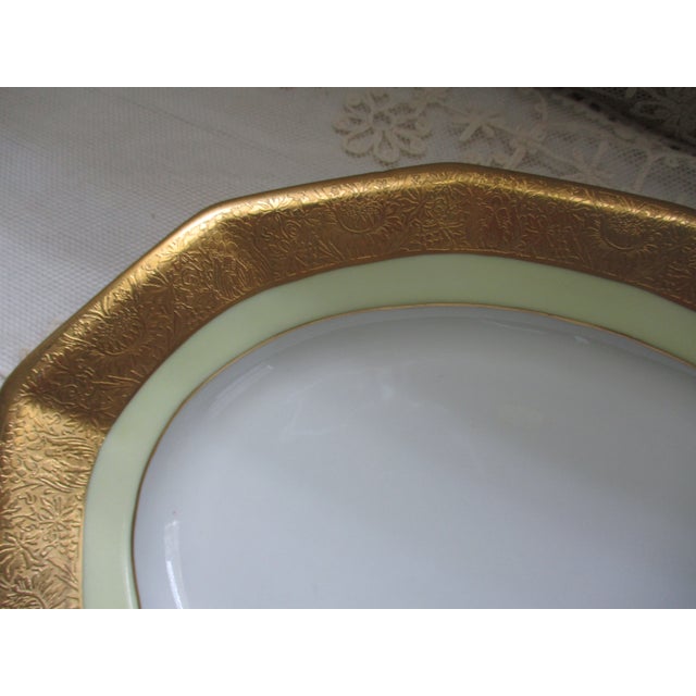 Antique Schlaggenwald H&c Czech Heavy Gold & Yellow Porcelain Serving Dish For Sale In Columbia, SC - Image 6 of 7