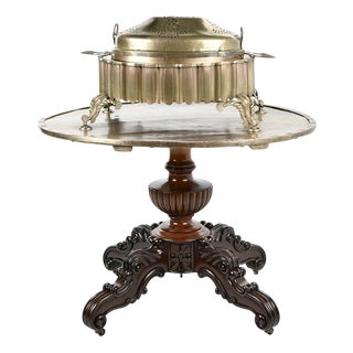 Berber Brass Brazier on Mahogany Table Base For Sale