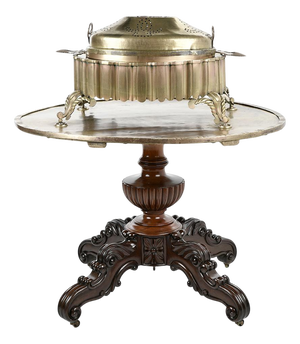 Berber Brass Brazier on Mahogany Table Base