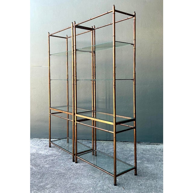 Vintage Metal and Glass Etagere Shelves - Pair For Sale - Image 11 of 12