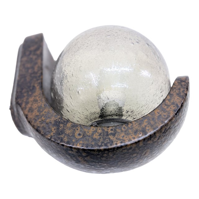 Brutalist Style Wall Lamp in Ceramic and Glass, 1970s For Sale