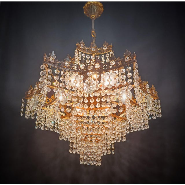 A Pair of 1960s Crystal Chandelier Ligting Ceiling Light For Sale - Image 11 of 13