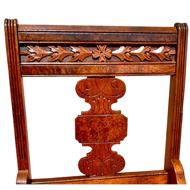 Antique Eastlake Victorian Walnut Dining Side Hall Accent Chair W Cane Seat For Sale - Image 12 of 16