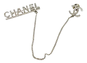 Chanel Rare Silver CC Chanel Chain Pin Brooch