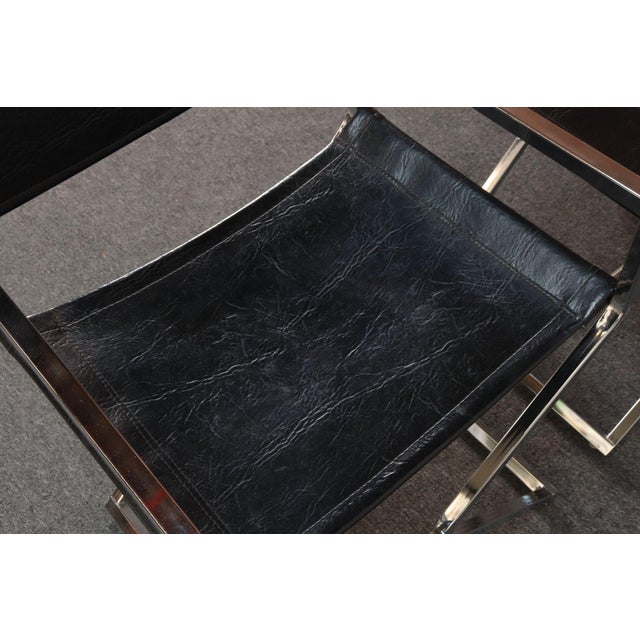 Pair of Vintage Chrome and Naugahyde Director's Chairs by Robert Kjer Jakobsen For Sale - Image 11 of 18