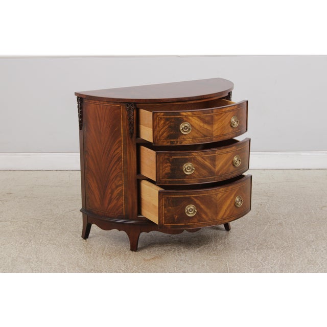 Councill Furniture Councill Craftsman Inlaid Mahogany Demilune Chest For Sale - Image 4 of 15