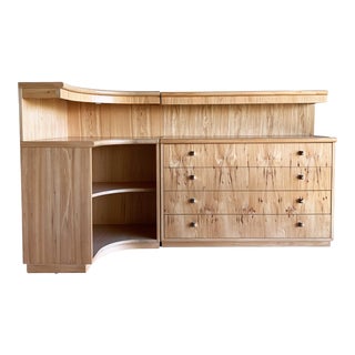 Jack Cartwright for Founders Mid Century Modern Spalted Maple Wall Unit Office Cabinet For Sale