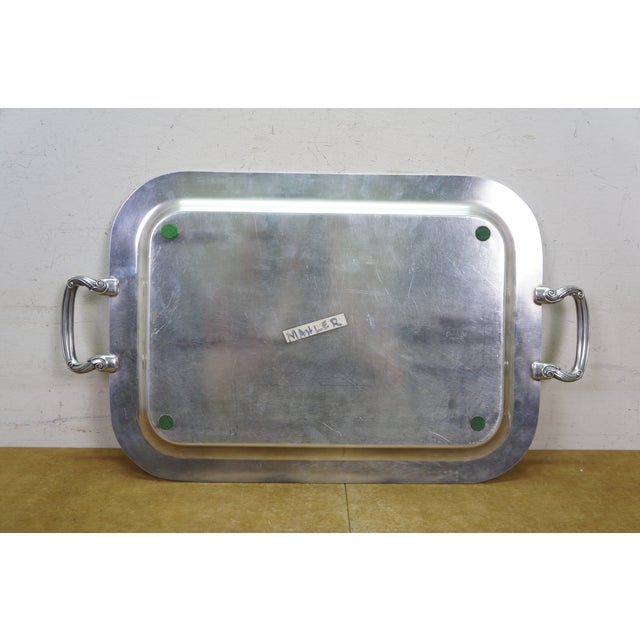 Silver Vintage Silverplate Bar Butler Serving Trays Platters Oneida Rogers Leonard - Set of 3 For Sale - Image 8 of 12