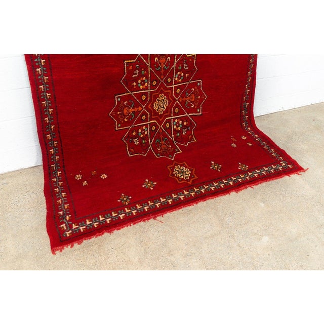 Red Vintage Moroccan Tribal Red Berber Handmade Area Rug 6 X 10 For Sale - Image 8 of 11