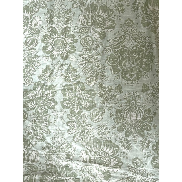 Brunschwig & Fils Vintage Braemore Fabrics Sage Green Linen Blend Floral Performance Upholstery Fabric — 6 Yards For Sale - Image 4 of 13