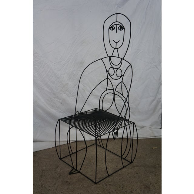 Black 2 John Risley 1960s Welded Steel Mr. & Mrs. Figural Peoples Chairs MCM 51" For Sale - Image 8 of 18
