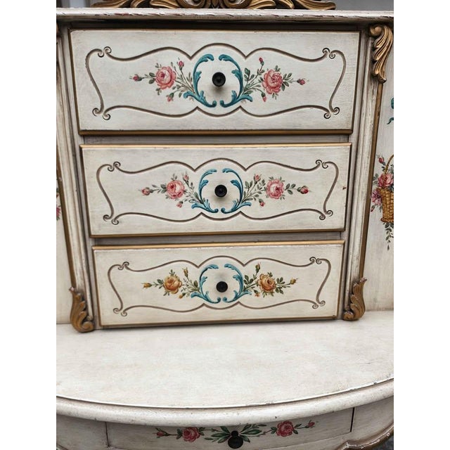 Boho Chic Antique Hand Painted Italian Corner Vanity For Sale - Image 3 of 9