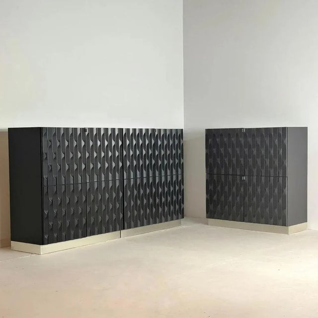 Brutalist Black Cabinet, 1970s For Sale - Image 6 of 8