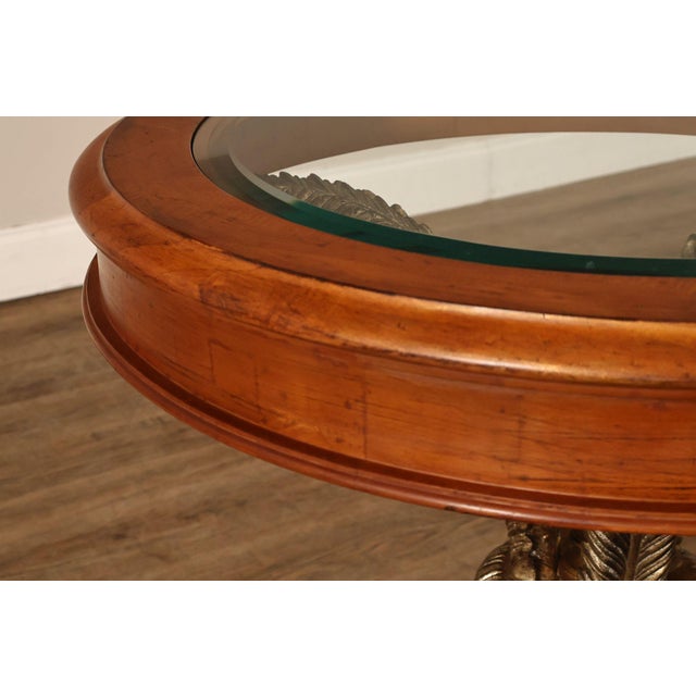 Hollywood Regency Style Round Glass Top Accent Table For Sale - Image 10 of 18