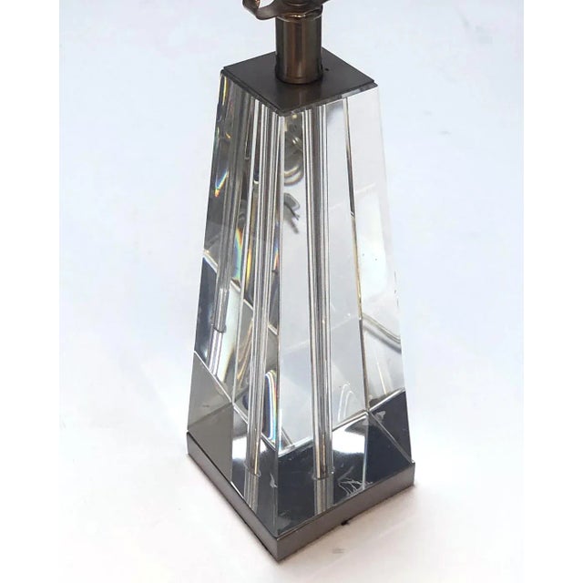 1980s Solid Crystal Obelisk-Form Table Lamp For Sale - Image 4 of 8