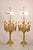 Antique Gothic Revival Gold Bronze Figural Candelabra Table Lamps - a Pair. Item features wooden decorative candles, twin...