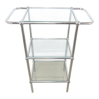 Vintage Chrome and Glass 3-Tier Bar Stand For Sale