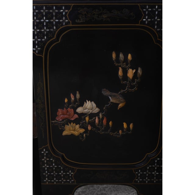 Chinese Lacquer Ebonized 6 Panel Screen Divider For Sale - Image 10 of 17