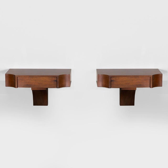 Acerbis Suspended Wooden Bedside Tables, 1970, Set of 2 For Sale - Image 3 of 10