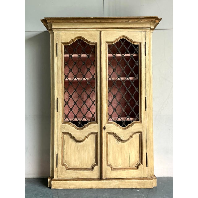 Vintage Regency Faux Finished Trellis Armoire For Sale In West Palm - Image 6 of 6