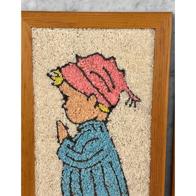 Mid 20th Century Mid-Century Mosaic Gravel Art Little Boy & Girl Wall Art - A Pair For Sale - Image 5 of 10